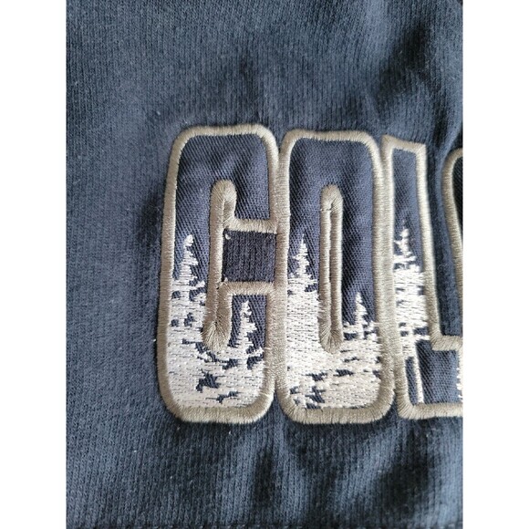 Renegade Mens L Hoodie Colorado Embroidered Trees Colorblock Blue Grey Pocket - Picture 6 of 16